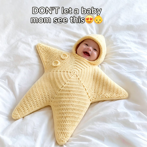 Crochet Baby Sleeping Bag - Handmade Newborn Sleep Sack, Starfish Design