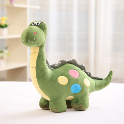 Whimsical dino plush toy, back view