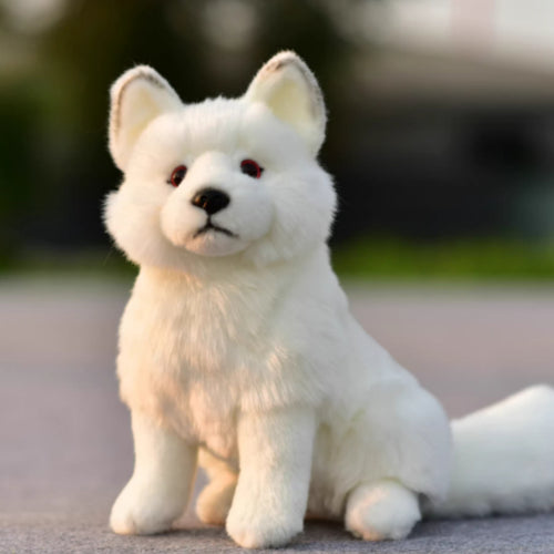 Artisan animal plush toy, side view