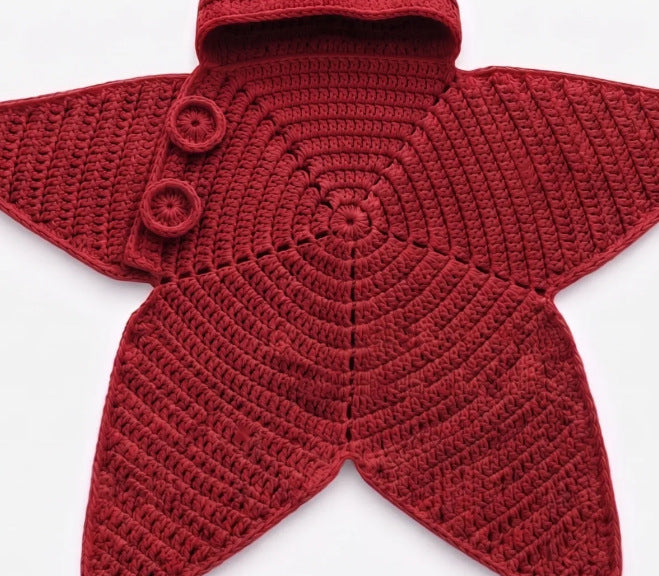 Starfish crochet baby sleeping bag, back view
